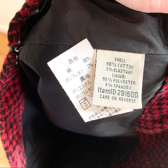 LL Bean Classic Red Houndstooth Plaid Pencil Skirt - Picture 7 of 8